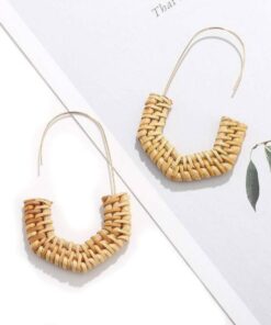 Rattan Hexagonal Earring- Brown