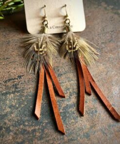 Roadhouse Collection- Feather Mini Earrings (Rust/Pheasant)