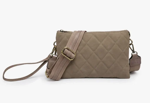 Izzy Quilted Crossbody- Grey Taupe