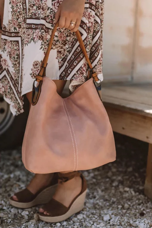 Metal Accent Hobo Bag- Black - Image 3