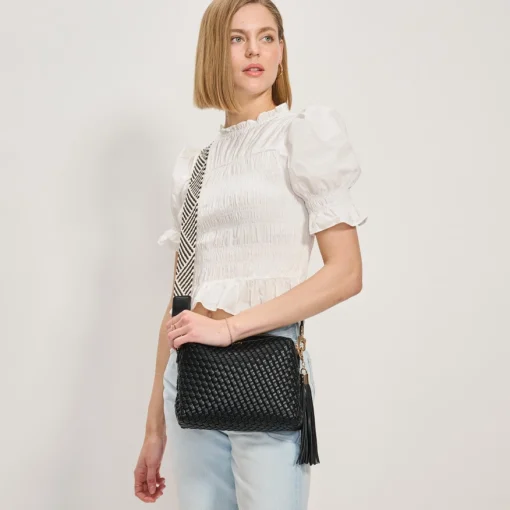Roxana Woven Crossbody- Black - Image 3